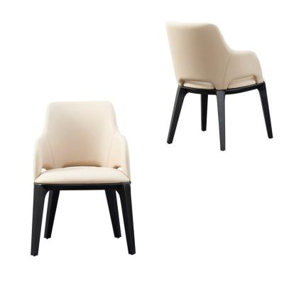 China Sencillo diseño silla de comedor italiana, madera de ceniza sillas de comedor de cuero PU blanco en venta