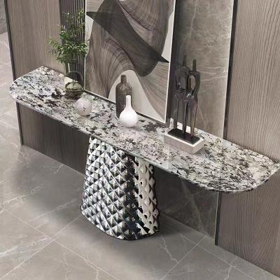 China Reflective Elegant Modern Marble Top Console Table With Mirror for sale