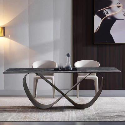 China Sinuous Marble Ceramic Extending Dining Table , Architectural Glass Dining Table for sale
