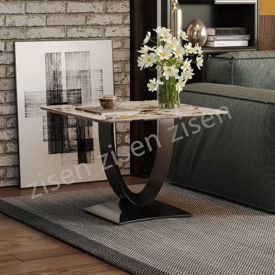China Arc  Marble End Coffee Table With Ceramic Top Modern Stainless for sale
