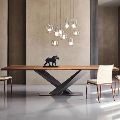 China X Base Cross Industrial Wood Dining Tables  Contemporary Aesthetic for sale