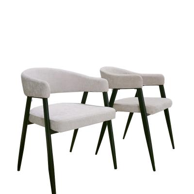 China Cadeiras de sala de jantar de tecido com espelho oco 770 mm de altura Base de aço cinza à venda