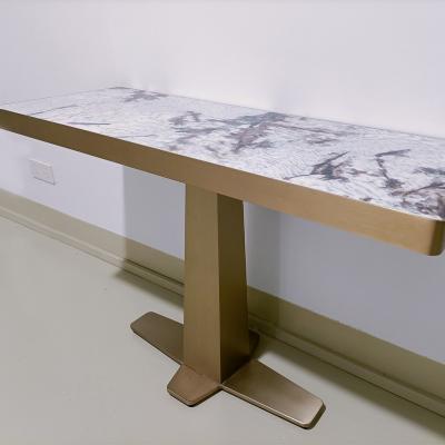 China Cross Line Metal Marble Top Console Table 760mm Height Stainless Steel Base for sale