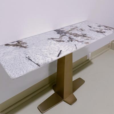China Minimalist Gold Marble Console Table , Cross Leg Console Table 1200mm Length for sale