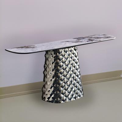 China Mirror Type Reflective Console Table 380mm Width Marble Look for sale