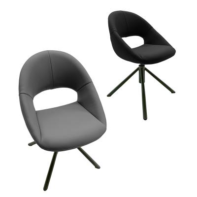 China Elegant Modern Style Modern Swivel Dining Chairs 360° Revolving Silicone Leather for sale
