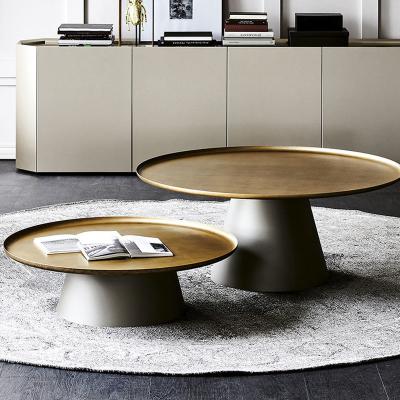 China Sleek Round Tray Top Coffee Table , Minimalist Marble Top Center Table for sale