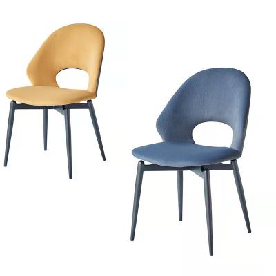 China VelvetHollow Backrest Fabric Dining Chairs for sale