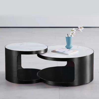China Brushed Titanium  Round Nordic Coffee Table  Ceramic Top Sophisticated for sale