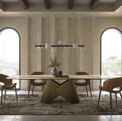 Китай Итальянский керамический мраморный верхний обеденный стол Черный мраморный обеденный стол Золотые ноги продается