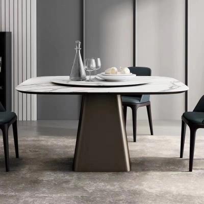 China Italian Luxury Design Home Furniture Sintered Stone Ceramic Marble Dining Table Set for sale