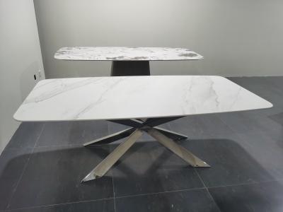 China Blend Of Traditional And Modern Stainless Steel Marble Dining Table With 8-10 Seat  Square Shape for sale