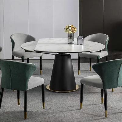 China Highly Practical Extendable Dining Room Table Seamless Extendable Round Dining Table With Leaf for sale