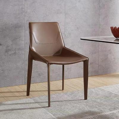 China OEM Saddle leather Metal Base Dining Chairs Set Of 6 à venda