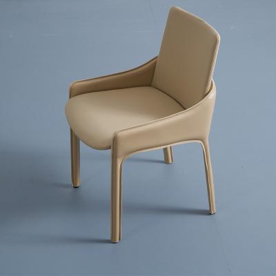 中国 Italian Style Metal Base Dining Chairs Full Grain Leather Dining Chair 販売のため