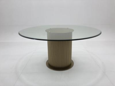 China Modern Design mesa redonda de vidro para 6 pessoas, perna de aço inoxidável mesa de jantar à venda