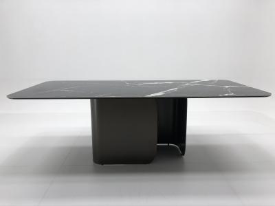 Chine Table à manger rectangulaire en céramique marbre, base en acier à vendre