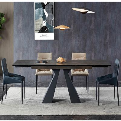 China Modern Square Extendable Dining Table Living Room Sintered Stone Expandable Dining Room Table for sale