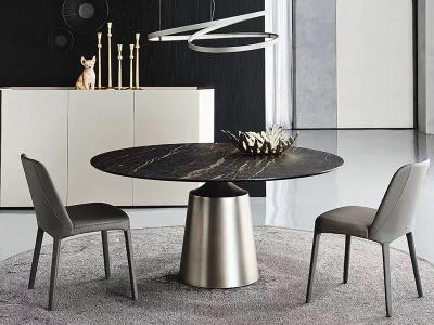 China Modern Ceramic Sintered Stone Dining Table Round Italian Marble Top Dining Table for sale