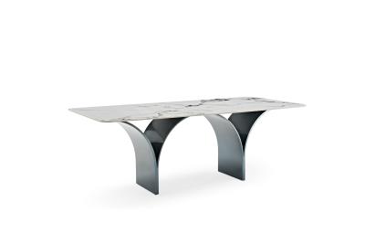 Китай Итальянский стиль Большой прямоугольный мраморный верх столовой столик Домашняя столовая Мебель столовой продается