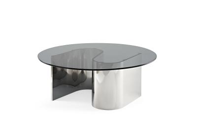 Chine Table à café moderne cadre en acier inoxydable avec verre trempé rond à vendre