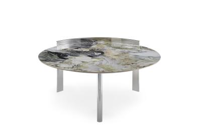 China Ceramic Round Sintered Stone Marble Top Coffee Table Living Room Furniture Tea Table for sale