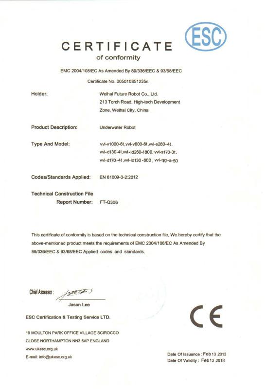Certificate of Conformity - Shandong Future Robot Co.,Ltd
