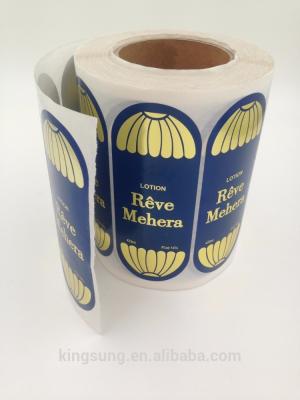 China Custom Printing Hot Gold Stamp Label Sticker Paper Roll for sale