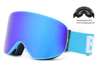 China Gelbe kugelförmige flache helle Ski-Schutzbrillen, kein Nebel-Ski-Schutzbrillen-abnehmbarer elastischer Bügel zu verkaufen