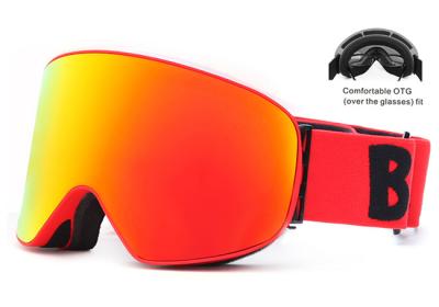 China Material claro de la lente del policarbonato del doble capa de Vision de las gafas del esquí del color rojo alto en venta