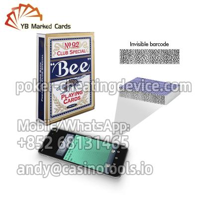 China Makers Bee No.92 Barcode Marked Playing Cards For Poker Cheating Device for sale