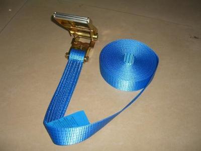 China Blue Label Self Tightening Ratchet Straps , Ratchet Straps With Safety Hooks for sale