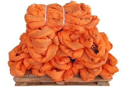 China Heavy Duty Endless Round Sling Polyester Material Flat Woven Pattern Orange Color for sale