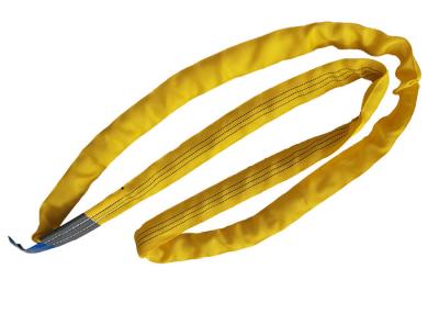 China Certificación plana redonda 100% del color ISO del amarillo de la forma de los ojos dobles de las hondas de Spanset del poliéster en venta