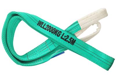 China 2T Polyester Flat Webbing Sling Green Color For Railway Construction for sale