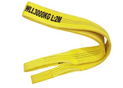 China Eye And Eye 3 Ton Polyester Flat Webbing Sling Lightweight Yellow Color for sale