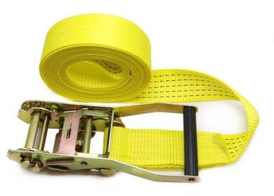 China Yellow Webbing Lashing Strap With 100% High Tenacity Polyester Yarn Belt Material for sale