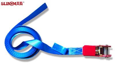 China Lightweight  Ratchet Tie Down Straps EN12195-2 Standard With Blue Label for sale