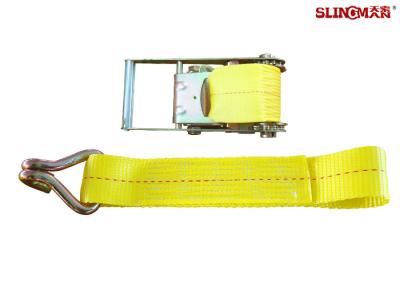 China 4 Inch 30 Foot Ratchet Tie Down Straps / Load Hugger Cargo Control Yellow For Motorcycle Lightweight for sale