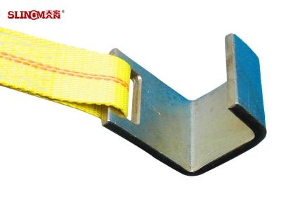 China Yellow Heavy Duty Tie Straps , Truck Tie Down Ratchet Straps With Container Buckle for sale