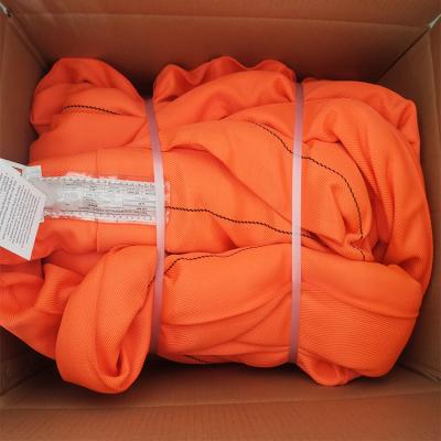 China Jacket Twill Weave Polyester Round Sling Endless Orange Color Vertical 40000 LBS for sale