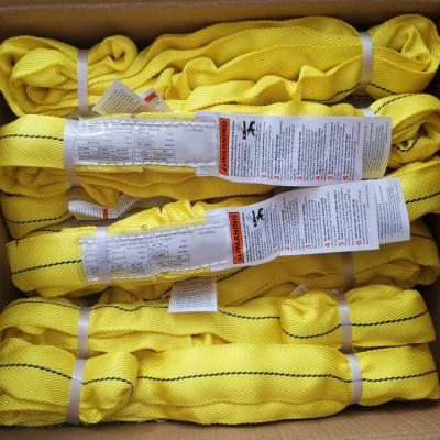 China Yellow Polyester Round Sling Heavy Duty Jacket Twill Weave Vertical 9000 LBS for sale