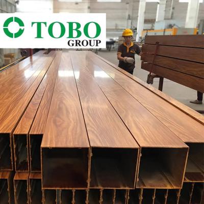 Китай Aksu Wooden Grain Aluminum Profile Alloy Construction Rectangular Tubes / Aluminum Square Pipes 6063 6061 6082 New mater продается