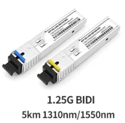 中国 1.25G SFP Fiber Optic Transceiver 5km 1550/1310nm SC Connector BIDI SFP Module 販売のため
