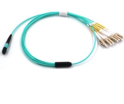 China 2M Fiber Optic MPO 8 Core OM3 MM FANOUT LSZH 1310nm Test Wavelength for sale