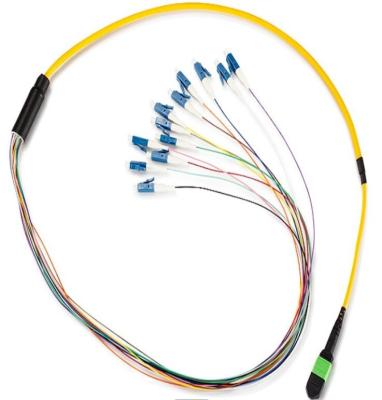 중국 MTP To LC MPO Patch Cable , Dia 0.9mm PVC MPO Fiber Optic Cable 12 Core 판매용