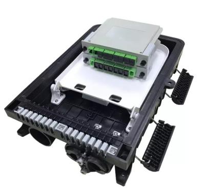 China FTTH Fiber Optic Termination Box 16 Cores Outdoor Black Color Waterproof Splitter Cassette for sale