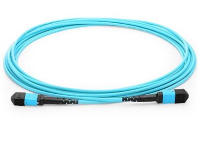 China 10g fibra con varios modos de funcionamiento femenina del tronco OM3 de la base del material MPO 8 del cable de fribra óptica LSZH en venta