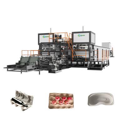 China Máquina automática de moldeo de fibras de envasado Equipo de moldeo de bandejas de frutas en venta