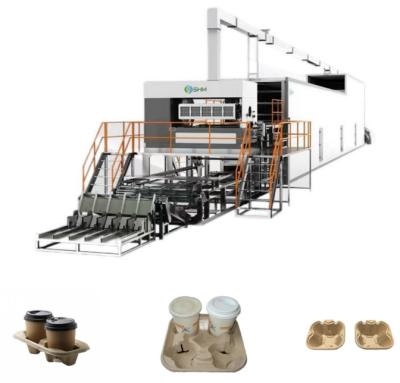 China Pulp Molding Coffee Cup Tray Machine High Speed PLC Control System for sale